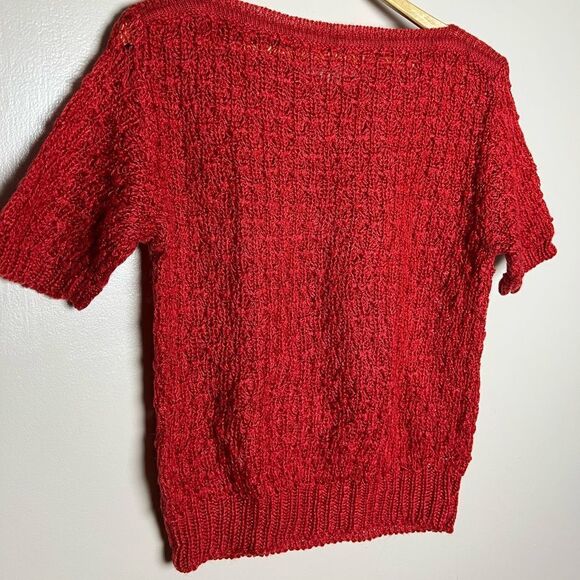 CLEARANCE! Red Vintage S/S Open Knit Sweater Size M EUC - Picture 4 of 5